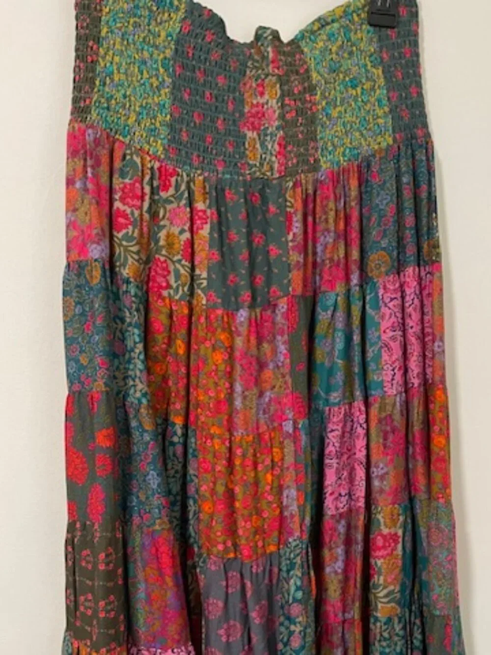 Natural Life Opal Patchwork Midi Skirt - Bright Patchwork Zinnias NEW Large - Picture 2 of 5